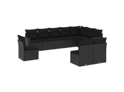 Maison Exclusive - 10 Pcs Conjunto Sofás De Jardim C/ Almofadões Vime Pe Preto