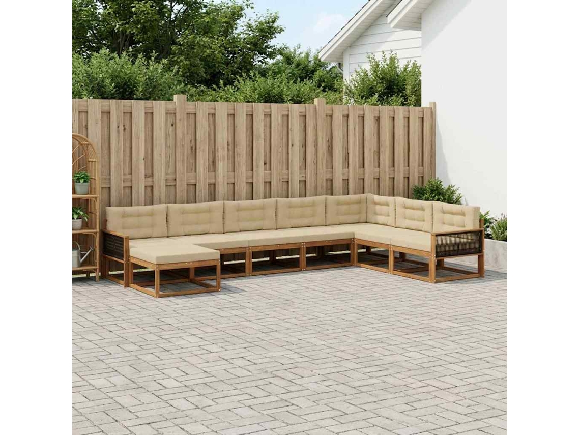 Vidaxl Conjunto De Sofás Para Exterior 8 Pcs Natural E Bege