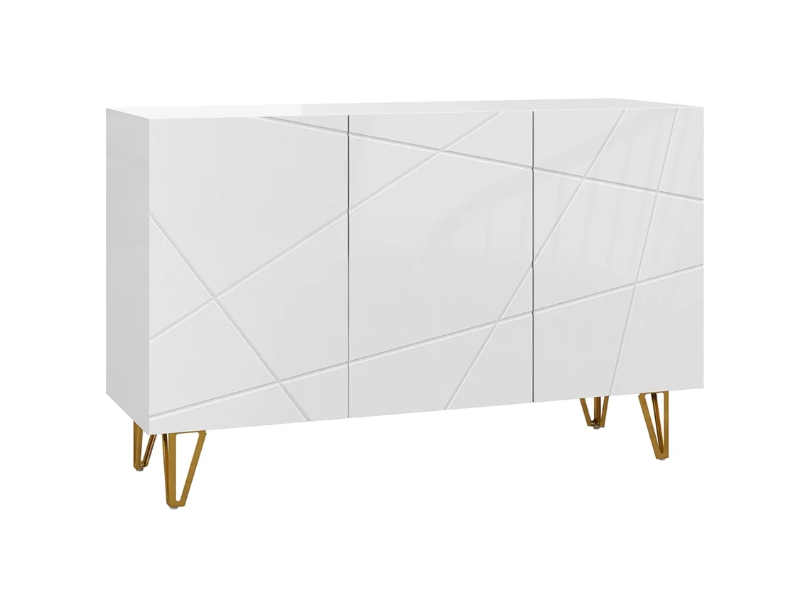 Aparador de Entrada com 3 Portas, Prateleiras Ajustáveis 120x40x75cm Branco S/MARCA
