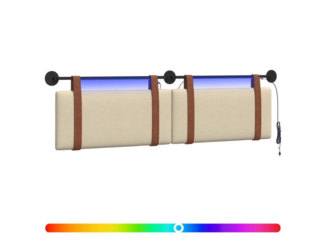 Conjunto 1 Cabeceira Suspensa Vidaxl Creme Couro Sintético (190 X 55 X 5 Cm)