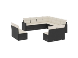Maison Exclusive - 11 Pcs Conjunto Sofás De Jardim C/ Almofadões Vime Pe Preto