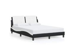 Estrutura de Cama Zadar Couro Artificial Preto e Branco 140x190 cm