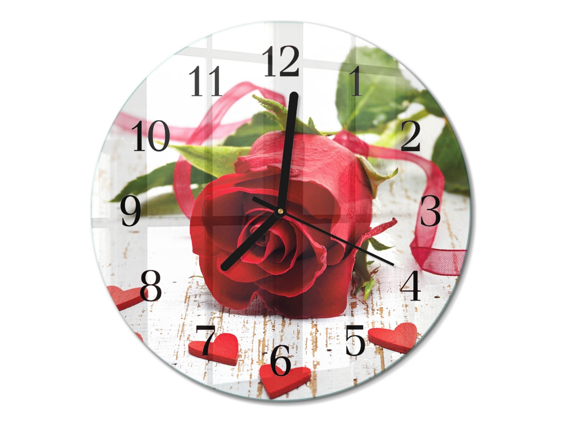 Relógio De Parede De Vidro Rosa Espelharte (30 Cm)