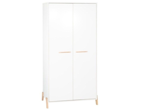 Guarda-roupa para bebê Joy Natural - Branco - Com pernas de madeira natural - 2 portas - Babyprice BABY PRICE