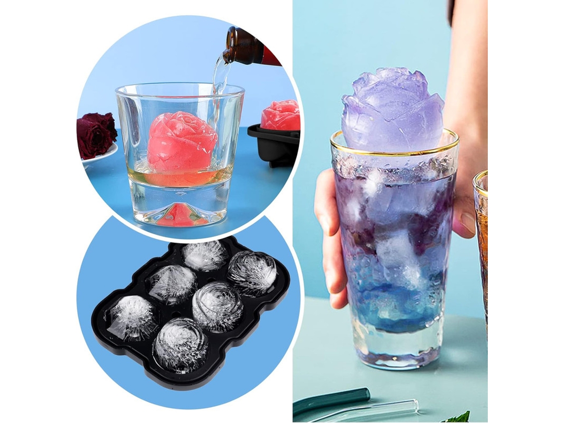 Forma De Gelo De Silicone Com Tampa, 6 Peças De Bolas E Cubos Em Formato De Diamante, Grande De Fácil Remoção Para Uísque