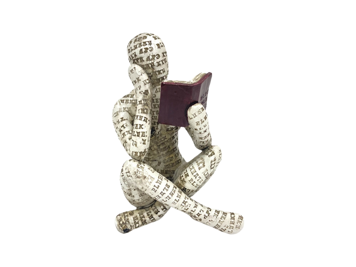 Laxiscreed Ornamento De Estante Com Mulher A Ler Em Resina Pulp Molding