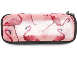 Listras rosa com estampa de flamingo e coração