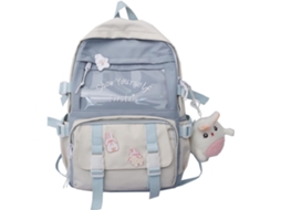 Mochila Kawaii com Broche e Acessórios. Fofa para Escola. Meninas BRILVIBERA (azul)