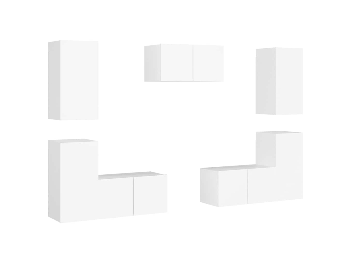 Conjunto de móveis de TV de madeira branca MAISON EXCLUSIVE (7 peças)
