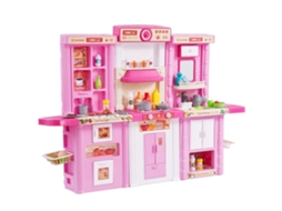 Conjunto de Cozinha infantil VEVOR, brinquedo de simulação de cozinha, 74 peças, acessórios, rosa