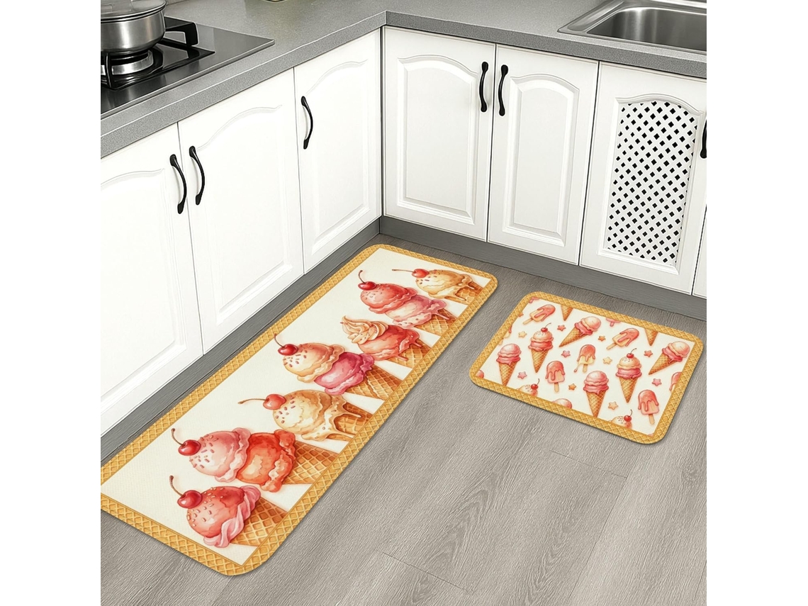 Tapetes De Cozinha Estilo Vintage Com Estampa Sorvete, Acolchoados, Confortáveis E Laváveis, Para Pias E Lavanderias