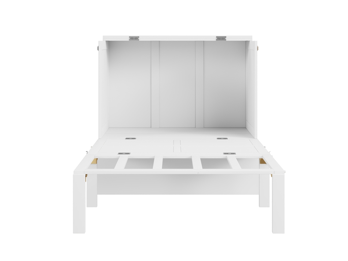 Cama Dobrável De Madeira 90x200 Cm - Com Estrado - Branco
