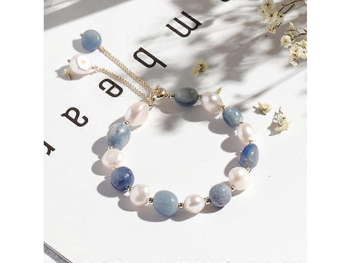 Pulseira De Pérolas E Cristais, Pulseiras Delicadas, Presentes Para Mulheres, Azul Nostalgia88