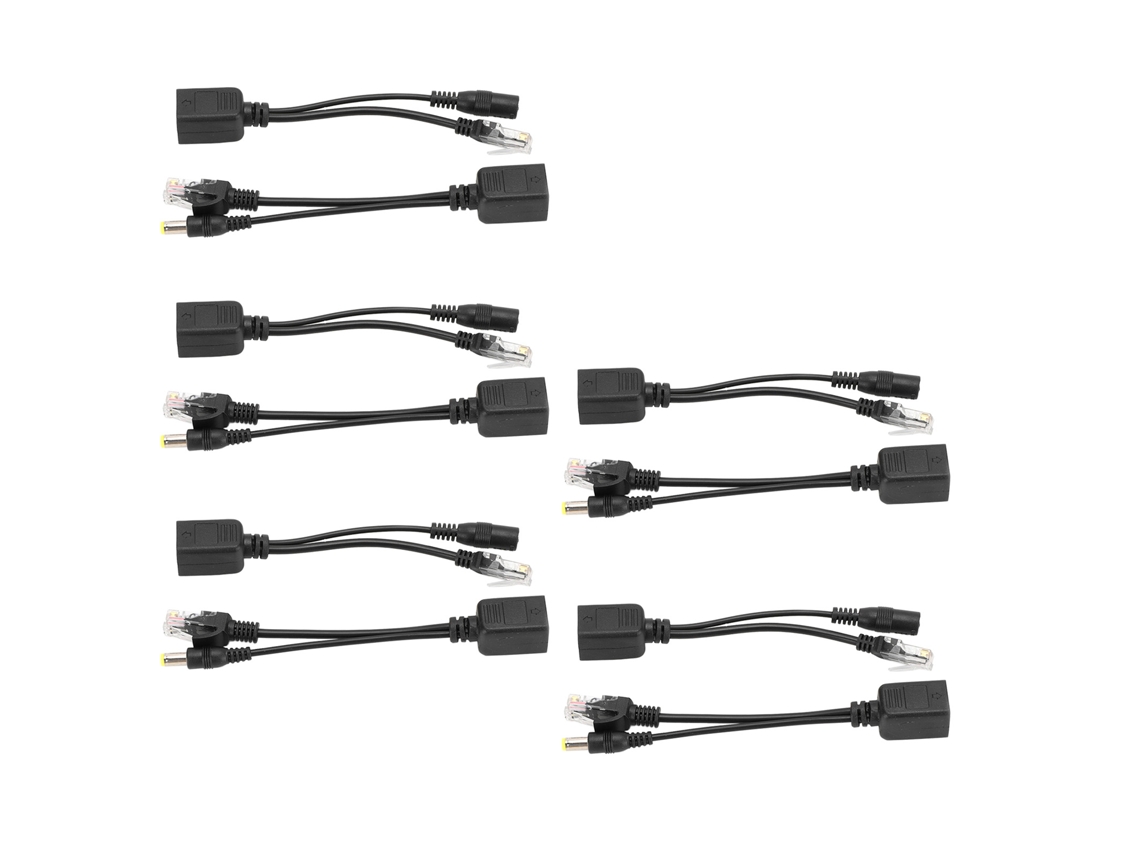 5 Pares Splitter Adaptador Inyector Poe Dc12v Para Cámara Ip Ethernet Negro