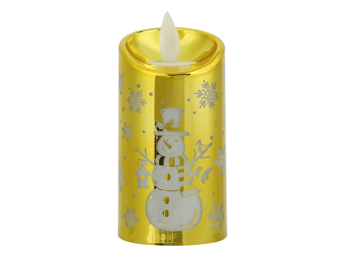 Luz de Vela Led Natal Boneco de Neve Decorativa Inovadora Simula Chama Material Abs Dourado M/l | S/MARCA
