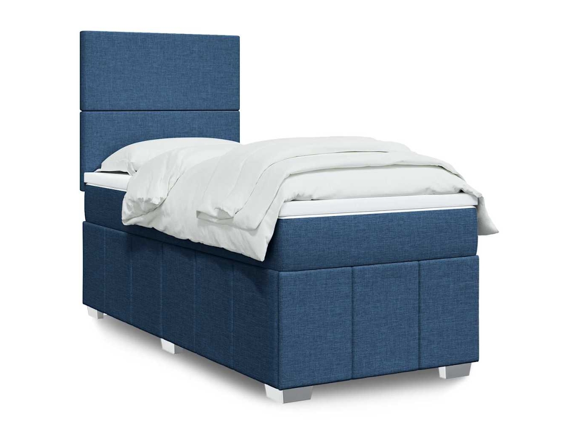 Vidaxl Cama Com Molas/colchão 80x200 Cm Tecido Azul