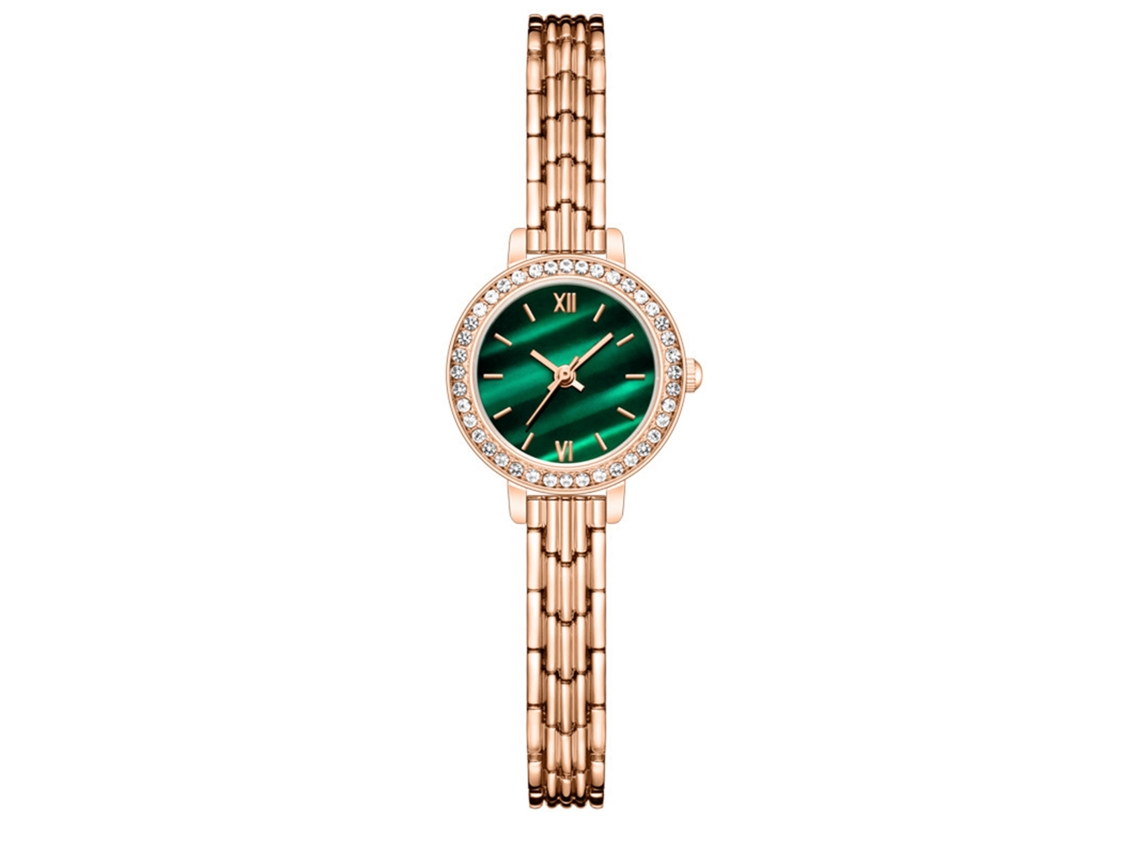 Relógio de Quartzo Feminino Elegante Pulseira Resistente À Água Verde para Mulheres Meninas
