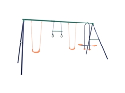 Vidaxl Conjunto De Baloiços Com Argolas De Ginástica E 4 Assentos Aço