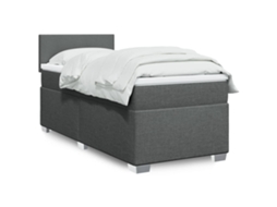 Vidaxl Cama Com Molas/colchão 90x190 Cm Tecido Cinza-escuro