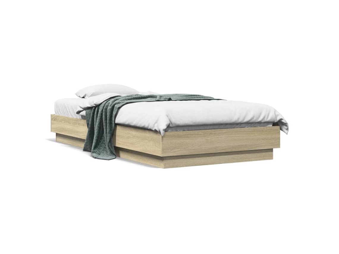 Estrutura De Cama Com Luzes Led 90x190 Cm Carvalho Sonoma