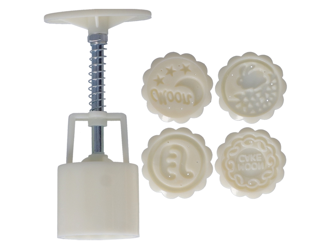 Ronjoe-molde De Bolo De Lua Manual 50g Com 4 Carimbos Redondos Para Biscoitos E Doces De Cozinha