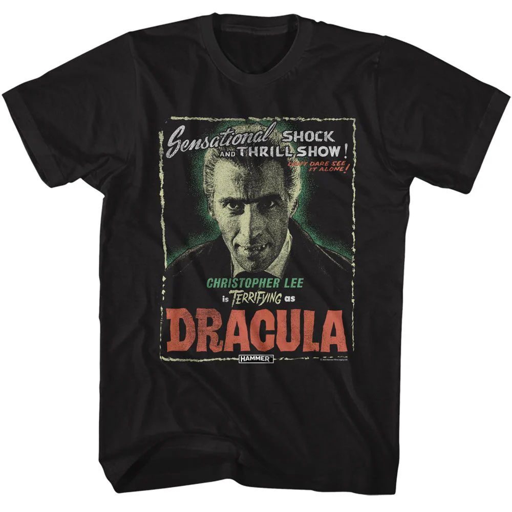 Unisex Adult T-shirt Rockinstone Horror Movies Lee As Dracula Black Sizexxxl