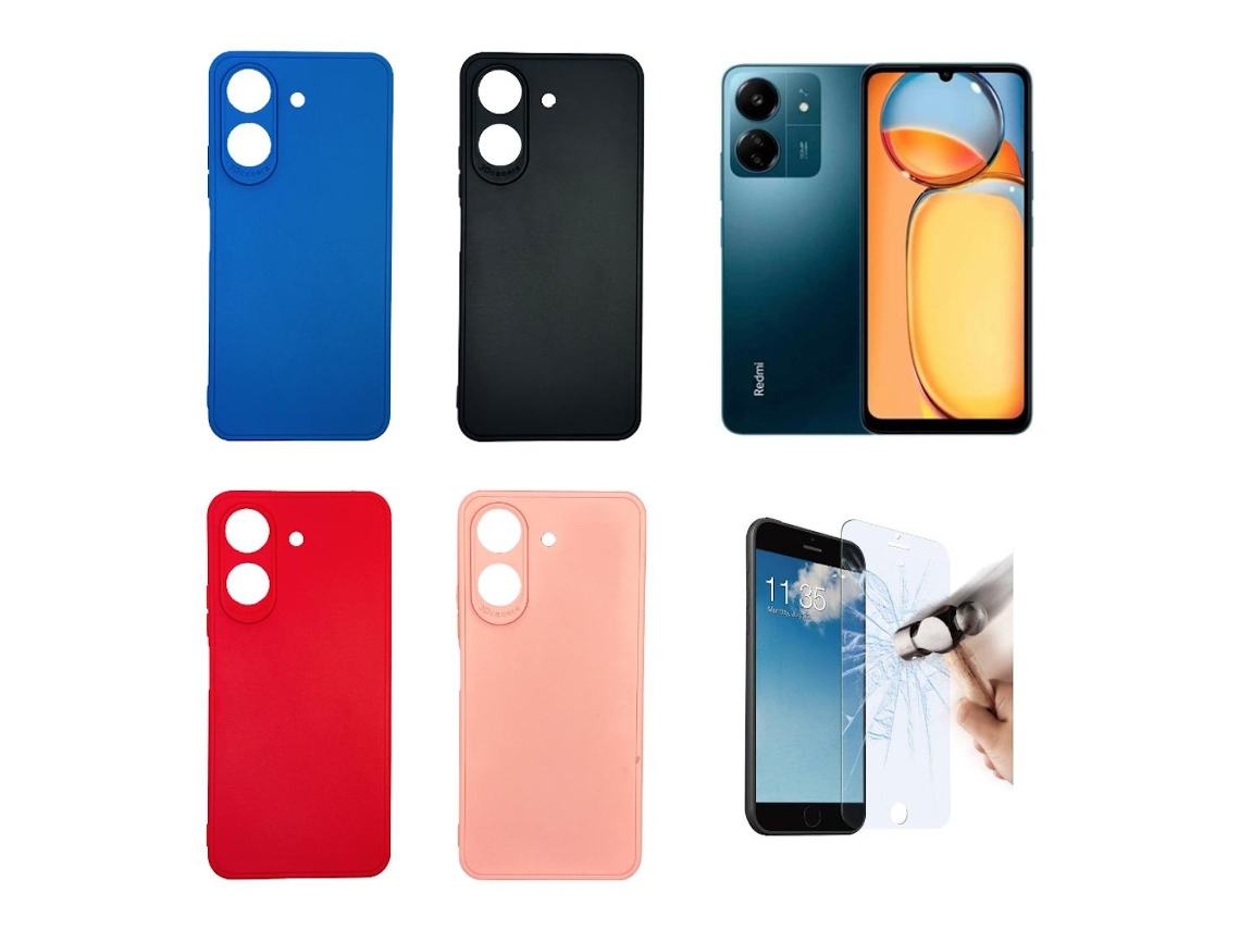 Lurelia Capa Gel Tpu Para Xiaomi Redmi 13c 4g, Proteção De Ecrã Em Vidro Temperado