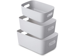 EIOORORRIY Cestos Plásticos brancos Empilháveis (pack De 3, Cinza)