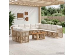 Vidaxl Conjunto De Sofá De Jardim 12 Unid. Natural E Branco Creme