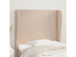 Vidaxl Cabeceira Cama C/ Abas Couro Artif. 103x23x118/128cm Cappuccino