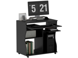 Mesa de Computador com Rodas e Armazenamento 80x48x75 Cm Preto S/MARCA