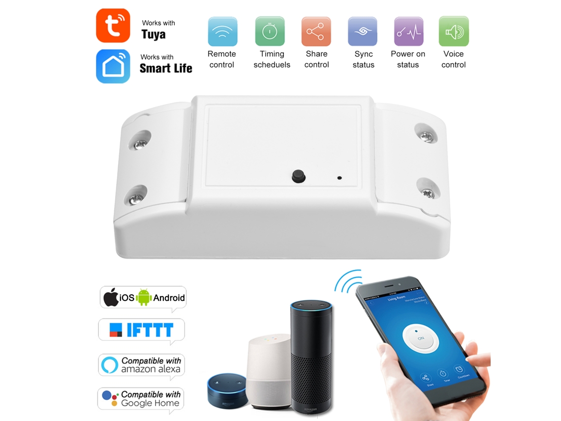 2026 interruptor Inteligente Wifi Compatible com Alexa, Controle por App, 10a/2200w, Módulo de Automação Residencial Universal para Eletrodomésticos
