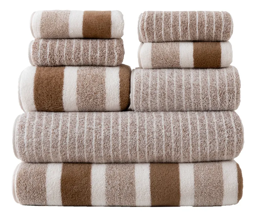 Listras Largas Marrom - Conjunto De 8 Peças 4 Toalhas Quadradasslowmoose