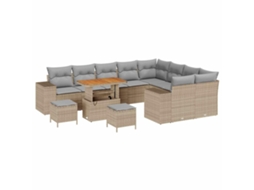Maison Exclusive - Conjunto De Sofá De Jardim 12 Pcs Bege E Cinza Claro