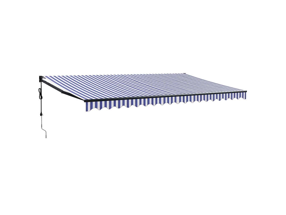Toldo Retrátil Automático 5x3 M Azul e Branco MAISON EXCLUSIVE