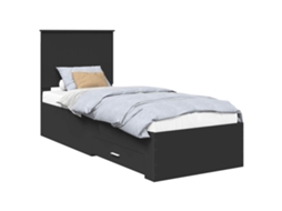 Estrutura da Cama Preto e Prata 70x190 cm Madeira Processada MAISON EXCLUSIVE