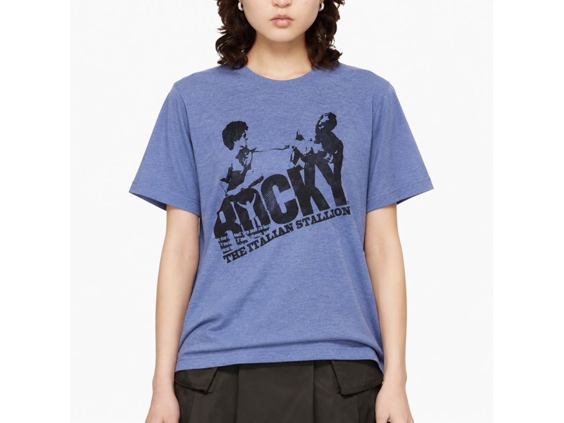 Rockinstone Rocky Movie Halftone Logo Heather Light Blue Adult T-shirt Size:l