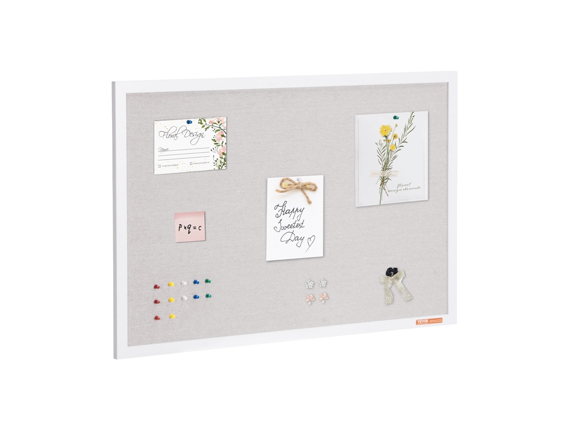 Quadro de Cortiça Branca 36X24Polegada com Quadro de Avisos Montado na Parede de Superfície de Linho VEVOR