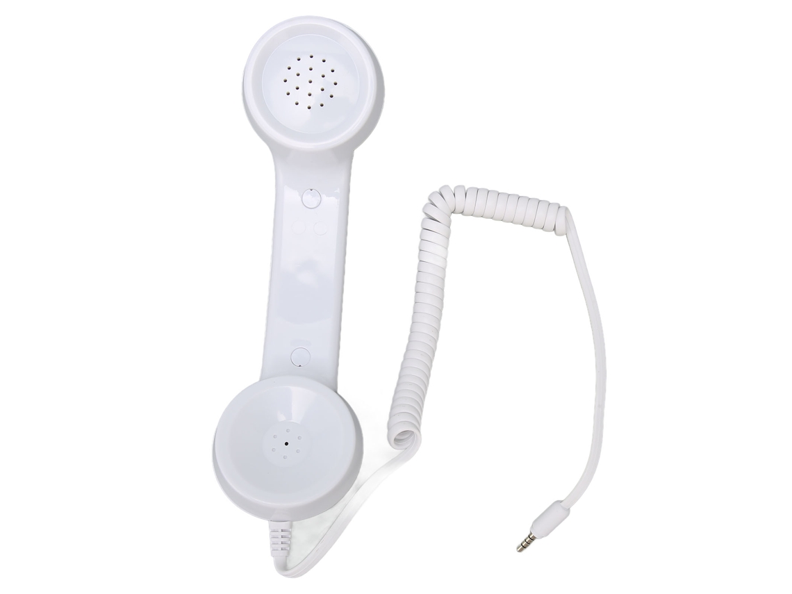 Fone de ouvido Mali retro antirradição com microfone, branco, 3.5mm