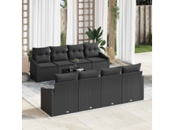 Vidaxl Conjunto De Sofás 9 Unid. Preto Vime Pe