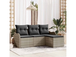 Vidaxl Conjunto De Sofá De Jardim Com Almofada 4 Pcs Cinzento-claro