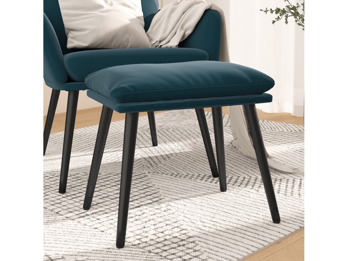 Vidaxl Apoio De Pés 45x29,5x35 Cm Veludo Azul