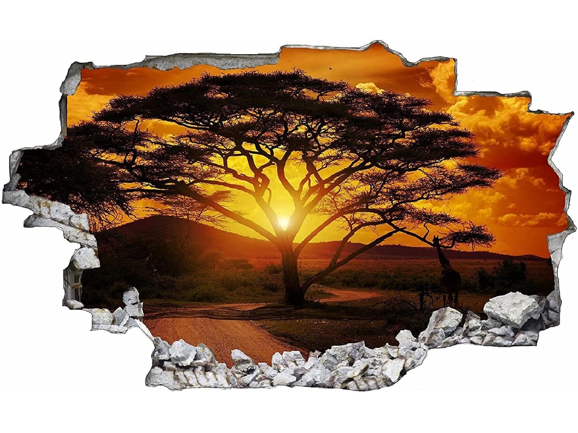 Adesivos de parede 3D em PVC com paisagem, autoadesivos para janelas, quarto, sala de estar e decoração de escritório, 70x110cm