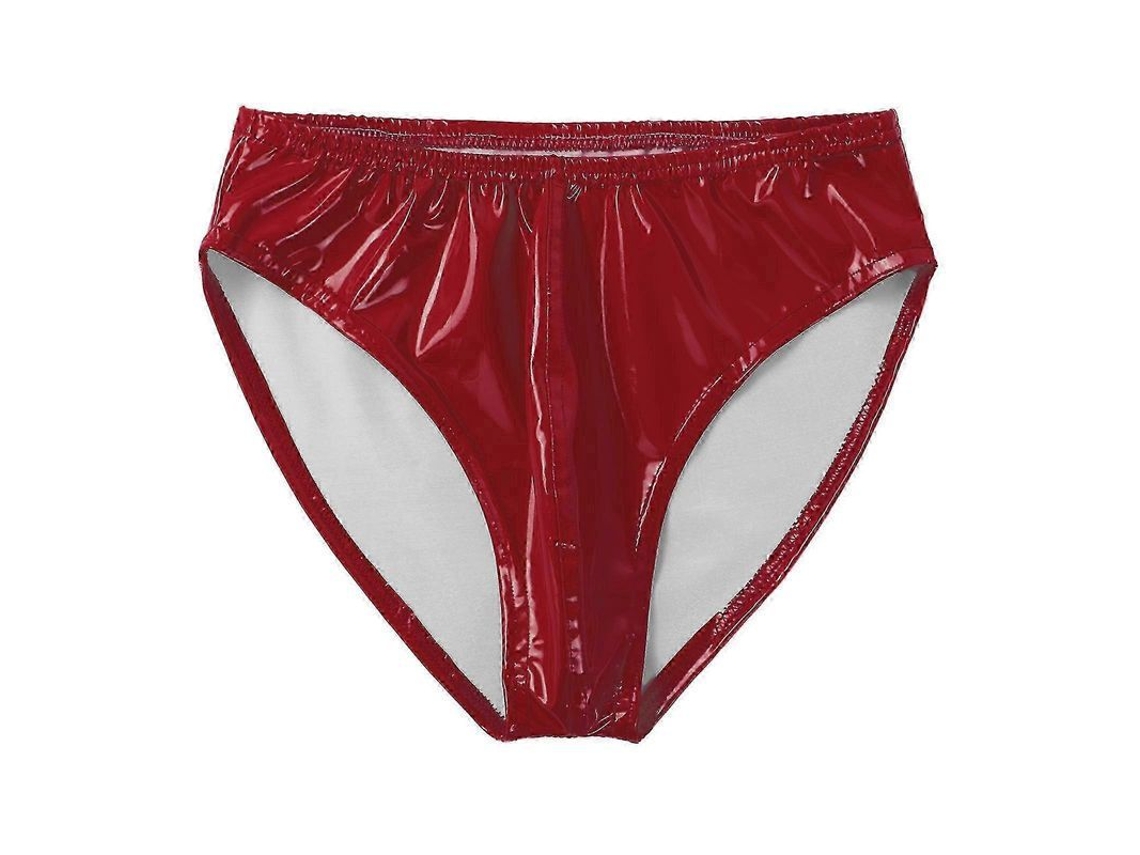 Sutiãs de Couro Patente com Efeito Molhado para Homem, Cintura Elástica, para Club, Dança de Pólo Vermelho