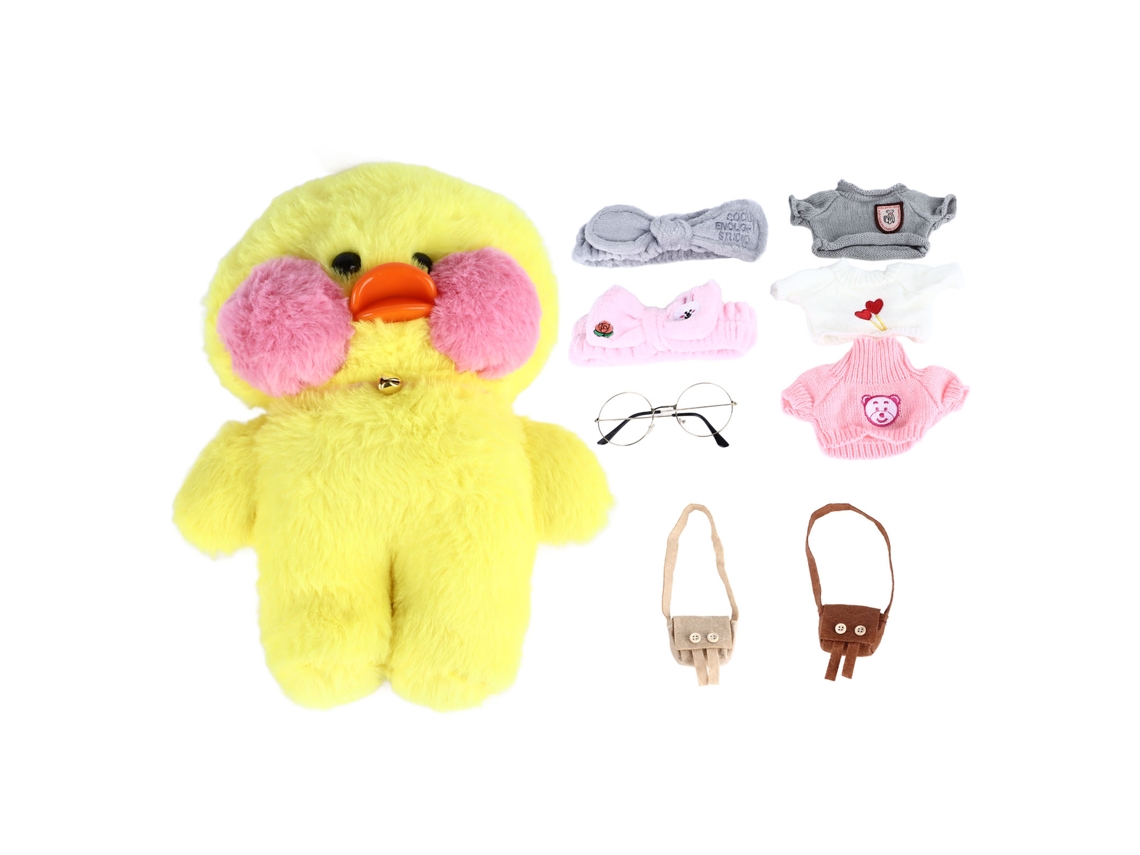Mali pato de Pelúcia Amarelo de Peluche Fofo com Acessórios para Crianças