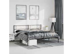 Vidaxl Estrutura De Cama Com Cabeceira E Pés 183x213 Cm Metal Preto