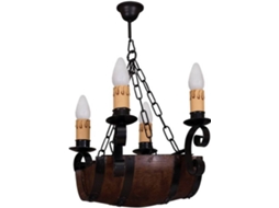 Candeeiro de Teto FABRILAMP Barril (Preto - Madeira, Metal - 60x42 cm)