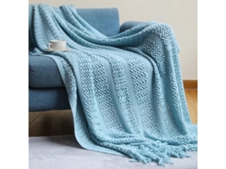 Manta Nórdica de Tricô Mantou Viagem Cinza Cáqui para Sofá com Franjas Ar Condicionado 127x180cm/130x230cm 127