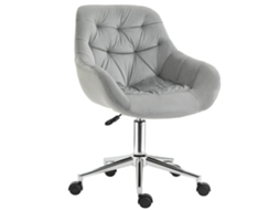 Cadeira De Escritório Giratória Ergonômica Com Altura Ajustável E Rodízios, Estofada Em Veludo, 59x58x80-90cm, Cinza
