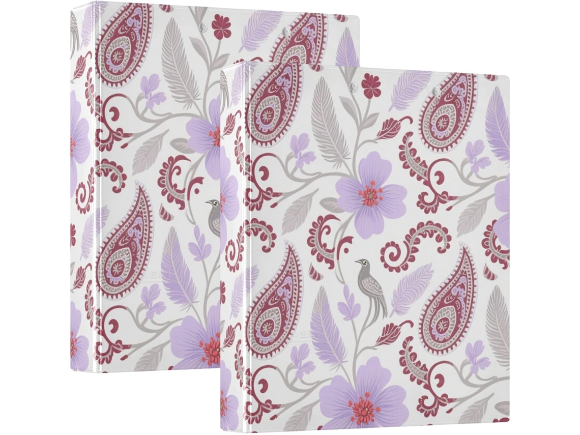 Massa Escolar Boho Paisley Com Estampa De Flores, Pássaros, Frutas Vermelhas E Brancas 3,8cm 1,5 Polegadas, Três